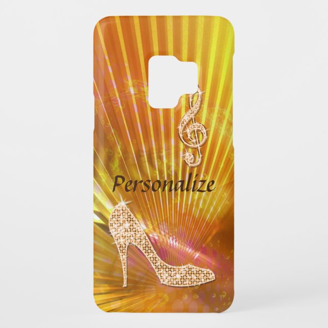 Sparkly Orange Music Note & Stiletto Heel Case-Mate Samsung Galaxy Case (Back)