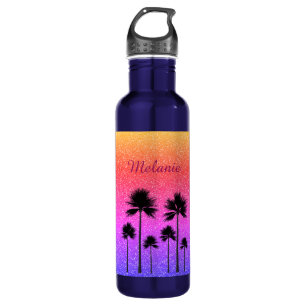 Sparkly Palm Trees Personalised 710 Ml Water Bottle