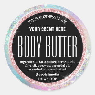 Sparkly Pastel Pink Blue Body Butter Labels