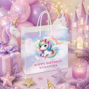 Sparkly Pastel Unicorn Girl Birthday Gift Bag
