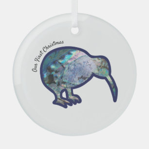 Sparkly Pāua Kiwi Bird Christmas Ornament