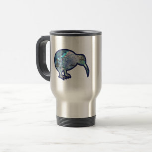 Sparkly Pāua Kiwi Bird, with Custom Name  Travel Mug