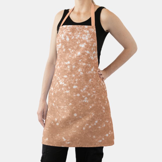Sparkly peach faux sparkles colour of year 2024 apron (Insitu)