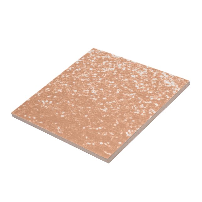Sparkly peach faux sparkles colour of year 2024 ceramic tile (Side)