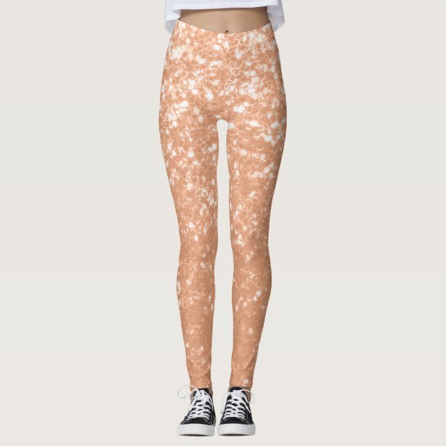 Sparkly peach faux sparkles colour of year 2024 leggings (Front)