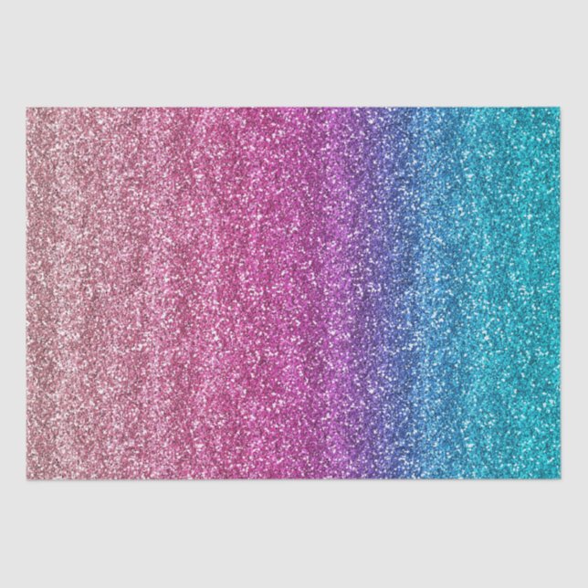 Sparkly Pink and Blue Gradient Glitter Tissue Paper (Front)
