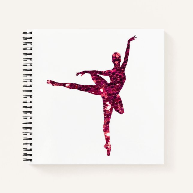 Sparkly Pink Ballerina double-sided Notebook (Front)