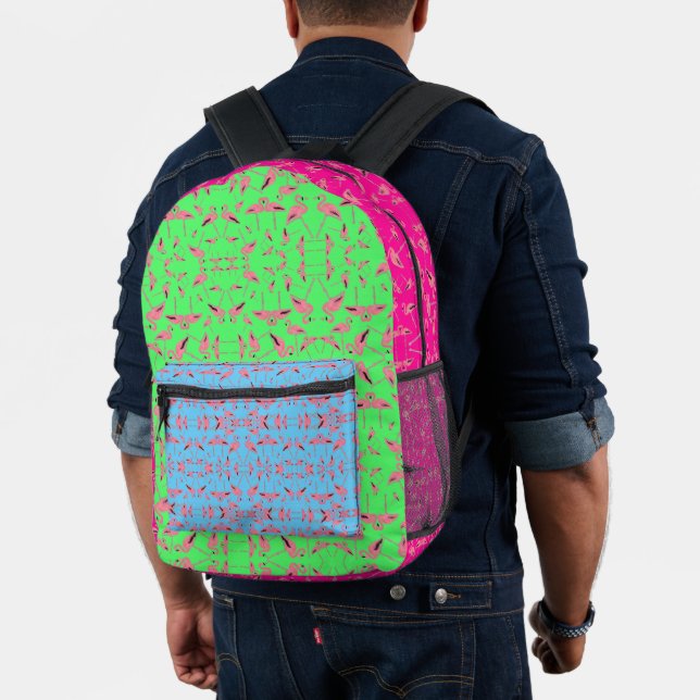 Sparkly pink flamingo glitter heart printed backpack (Insitu (Model))