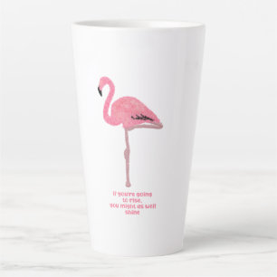 Sparkly pink flamingo rise & shine inspirational latte mug