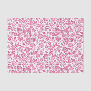 Sparkly Pink Floral on White Tissue Paper