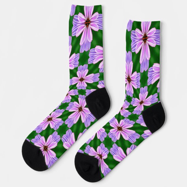 Sparkly Pink Flowers Pattern Socks (Left)