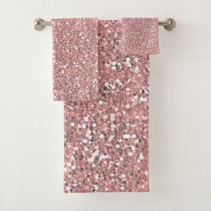 Sparkly Pink Glitter Bath Towel Set