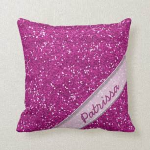 Sparkly Pink Glitter Custom Name Cushion