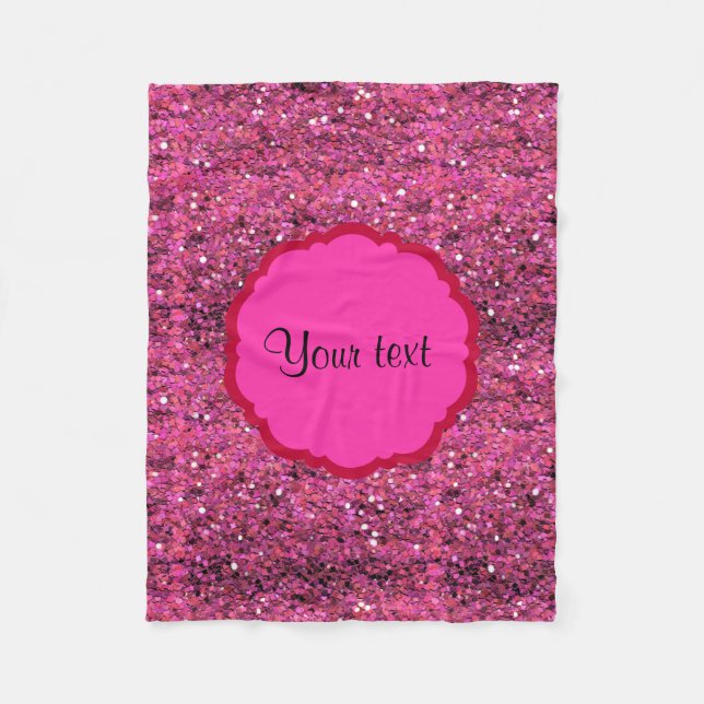 Sparkly Pink Glitter Fleece Blanket (Front)