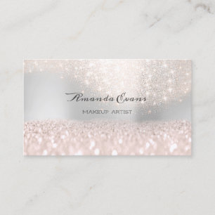 Sparkly Pink Glitter Makeup Artist Beauty Silver Appointment Card