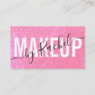 Sparkly Pink Glitter Typography Makeup Artist Business Card