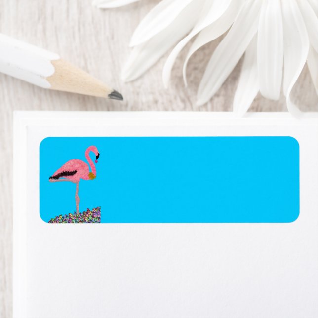 Sparkly Pink Hanukkah flamingo beach Return Address Label (Insitu)