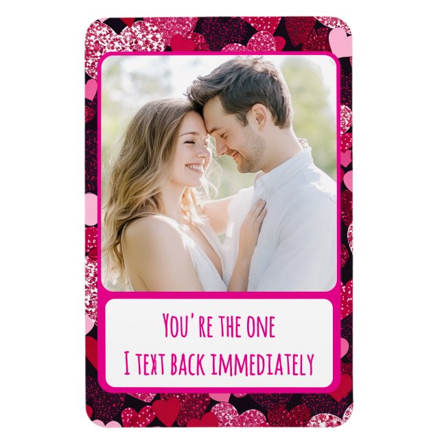 Sparkly Pink Hearts Txt Back Immediately Flexible Magnet (Vertical)