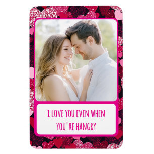 Sparkly Pink Hearts When You're Hangry Flexible Magnet