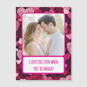 Sparkly Pink Hearts You're Hangry Magnetic Card