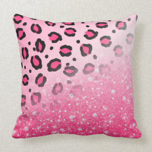 Sparkly Pink Leopard Print Decor For Teen Girls Cushion