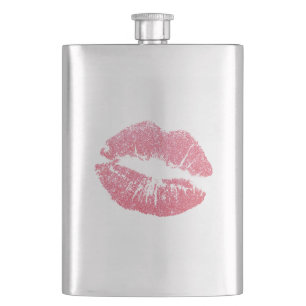 Sparkly Pink Lips Hip Flask