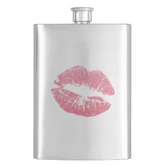 Sparkly Pink Lips Hip Flask