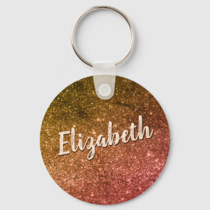 Sparkly Pink Nebula Personalised Name Keychain