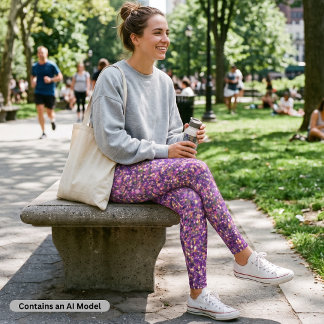 Sparkly Pink Purple Confetti Glitter Leggings