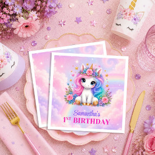 Sparkly Pink Purple Unicorn Magical Day Birthday N Napkin