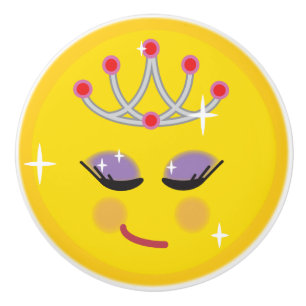 Sparkly Princess Emoticon Ceramic Knob