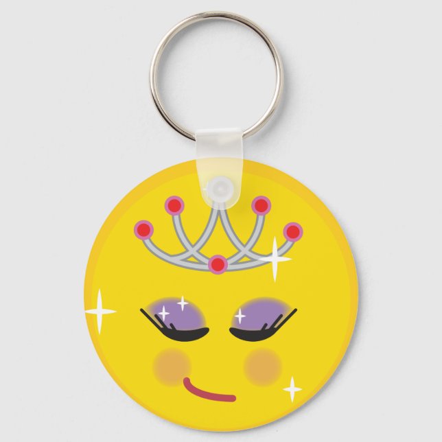 Sparkly Princess Emoticon Key Ring (Front)