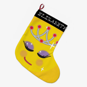 Sparkly Princess Emoticon Large Christmas Stocking