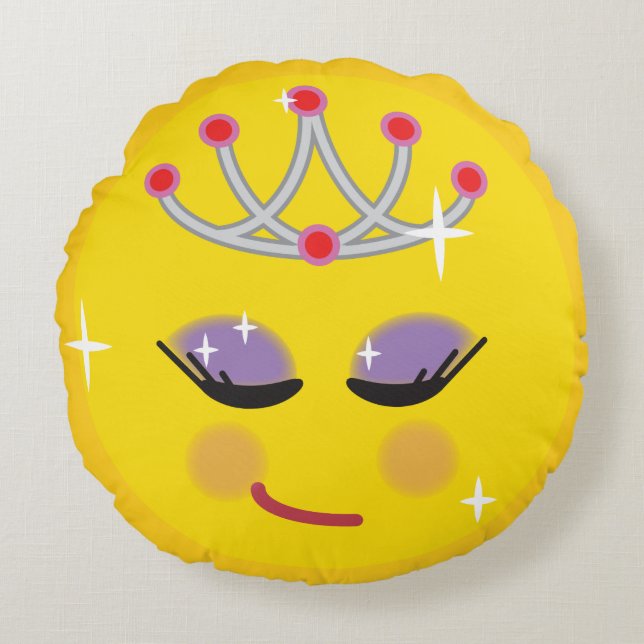 Sparkly Princess Emoticon Round Cushion (Front)