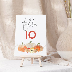 Sparkly Pumpkins Florals Wedding Table Number
