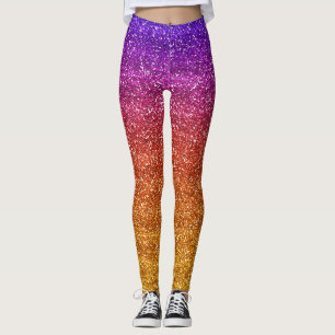 Sparkly Purple and Orange Gradient Glitter Leggings