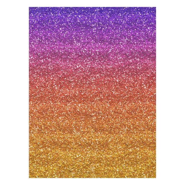 Sparkly Purple and Orange Gradient Glitter Tablecloth (Front)