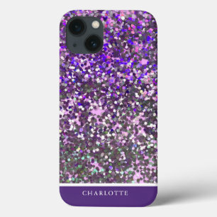 Sparkly Purple and Pink Glitter Personalised  iPhone 13 Case