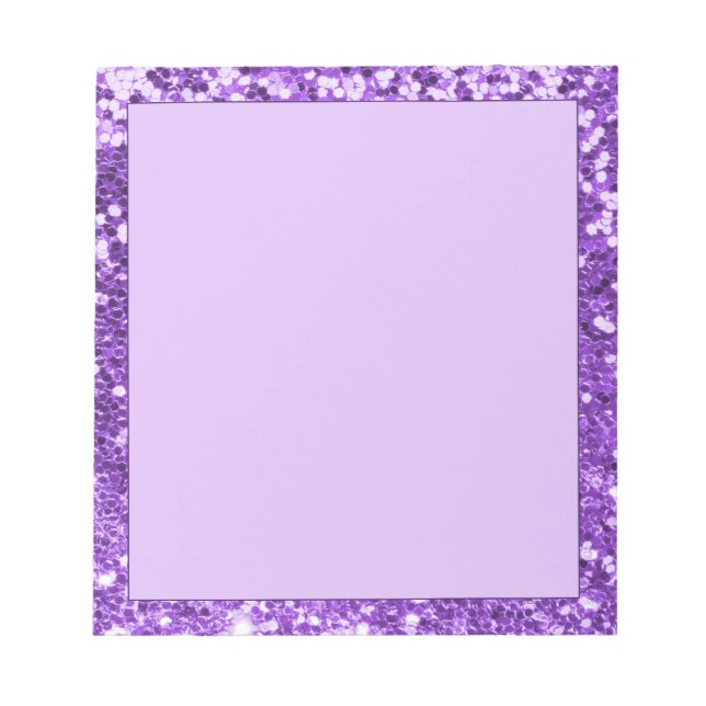 Sparkly Purple Glitter Border Lavender Notepad (Front)