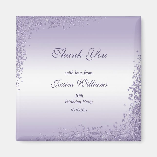 Sparkly Purple Glitter Decoration Birthday Magnet (Front)