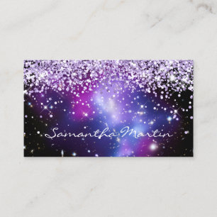 Sparkly Purple Glitter Galaxy Celestial Business Card
