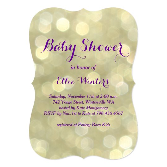Sparkly Purple & Gold Baby Shower Invitation
