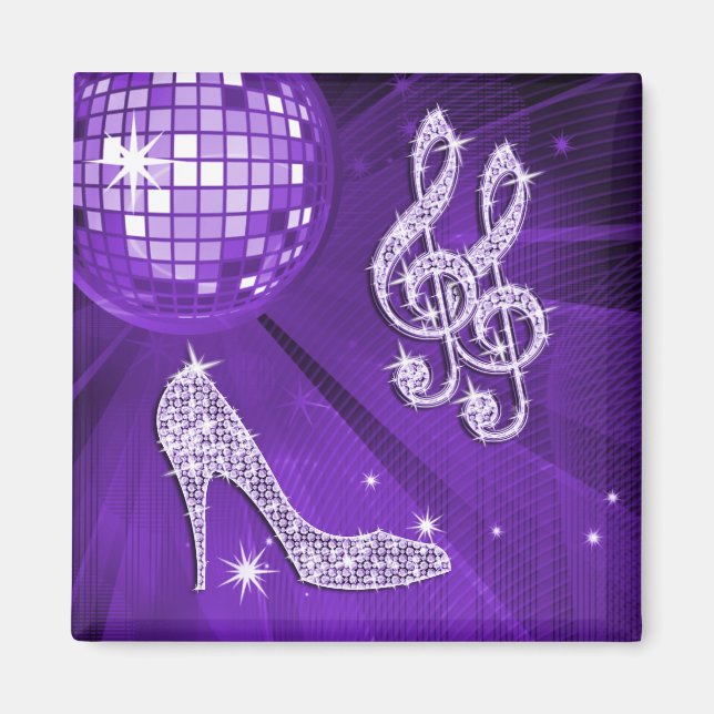 Sparkly Purple/ Lilac Music Note & Stiletto Heel Magnet (Front)