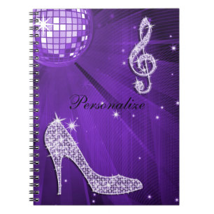 Sparkly Purple/ Lilac Music Note & Stiletto Heel Notebook