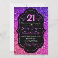 Sparkly Purple & Pink Gradient Glitter Birthday