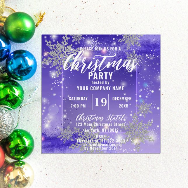 Sparkly Purple Winter Corporate Christmas Party Invitation (Creator Uploaded)