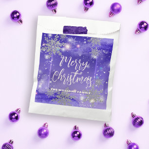Sparkly Purple Winter Wonderland Merry Christmas Favour Bag