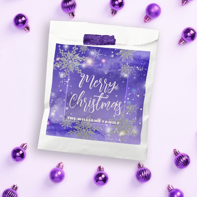 Sparkly Purple Winter Wonderland Merry Christmas Favour Bag (Creator Uploaded)