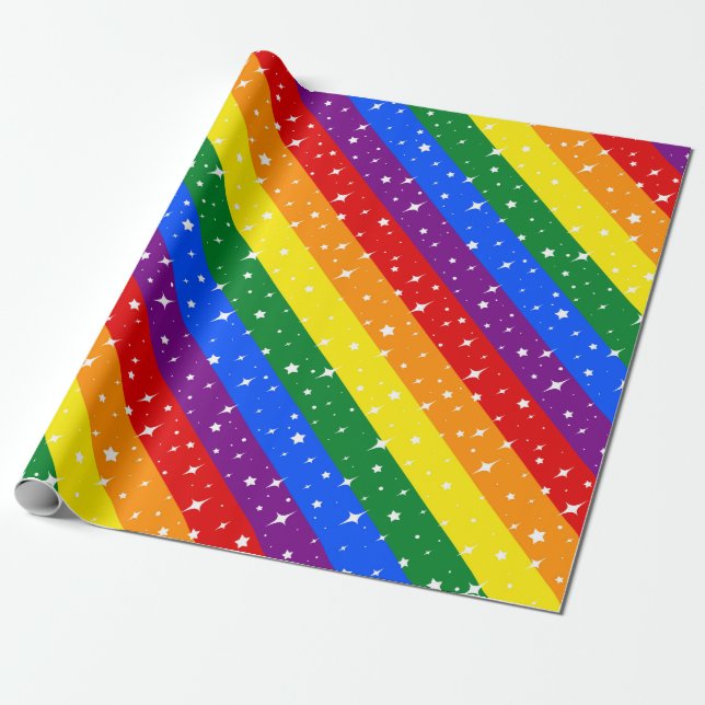 Sparkly Rainbow Flag Wrapping Paper (Unrolled)