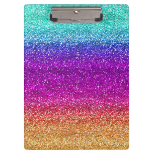 Sparkly Rainbow Gradient Glitter Born to Sparkle Clipboard